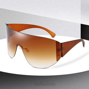 Trendy Wrap Around Sunglasses Women Cool Concert shades Round Big Shield Glasses